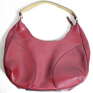 EMILIE M HOBO Purse Shoulder Bag Burgundy Faux Leather